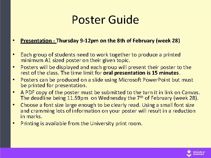 Poster Guide • Presentation - Thursday 9 -12 pm on the 8 th of