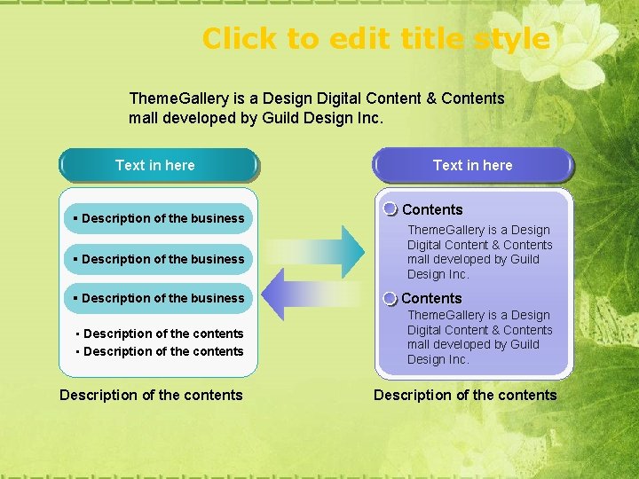Click to edit title style Theme. Gallery is a Design Digital Content & Contents