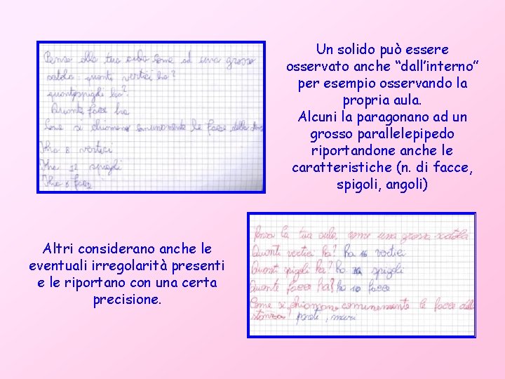 Un solido può essere osservato anche “dall’interno” per esempio osservando la propria aula. Alcuni