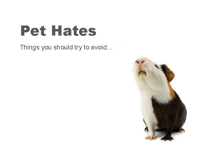 Pet Hates Things you should try to avoid… Pet Hates Things you should try to avoid…