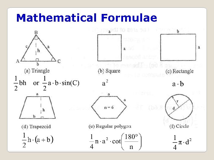 Mathematical Formulae 