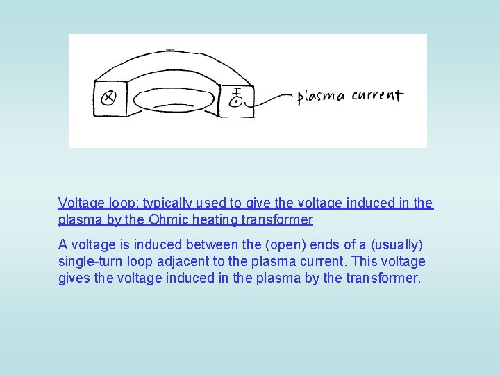 Voltage loop: typically used to give the voltage induced in the plasma by the