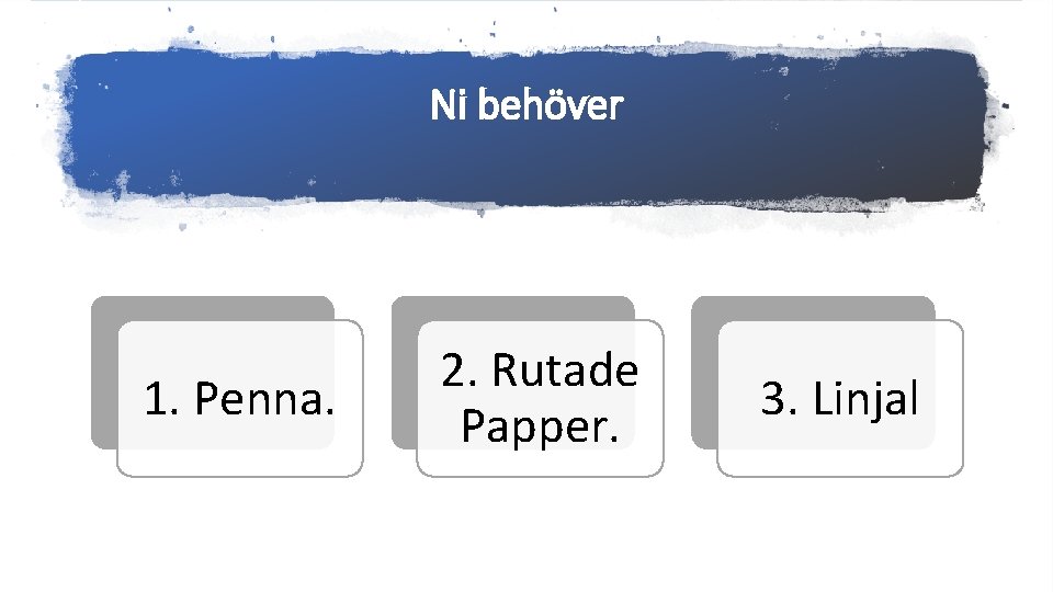 Ni behöver 1. Penna. 2. Rutade Papper. 3. Linjal 
