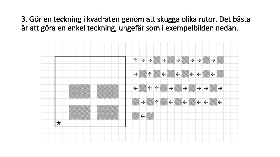 3. Gör en teckning i kvadraten genom att skugga olika rutor. Det bästa är