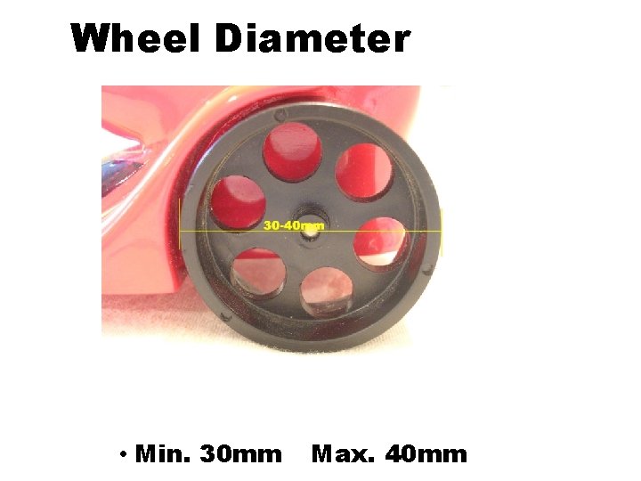 Wheel Diameter • Min. 30 mm Max. 40 mm 