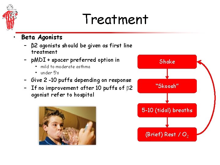 Treatment • Beta Agonists – β 2 agonists should be given as first line