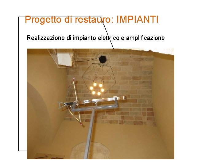 Progetto di restauro: IMPIANTI Realizzazione di impianto elettrico e amplificazione 
