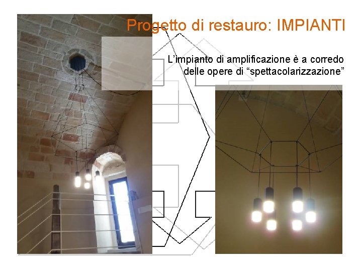 Progetto di restauro: IMPIANTI L’impianto di amplificazione è a corredo delle opere di “spettacolarizzazione”