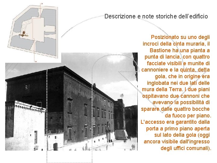 Descrizione e note storiche dell’edificio Posizionato su uno degli incroci della cinta muraria, il