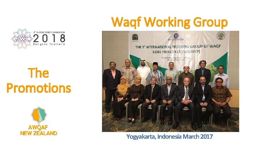 Waqf Working Group The Promotions Yogyakarta, Indonesia March 2017 