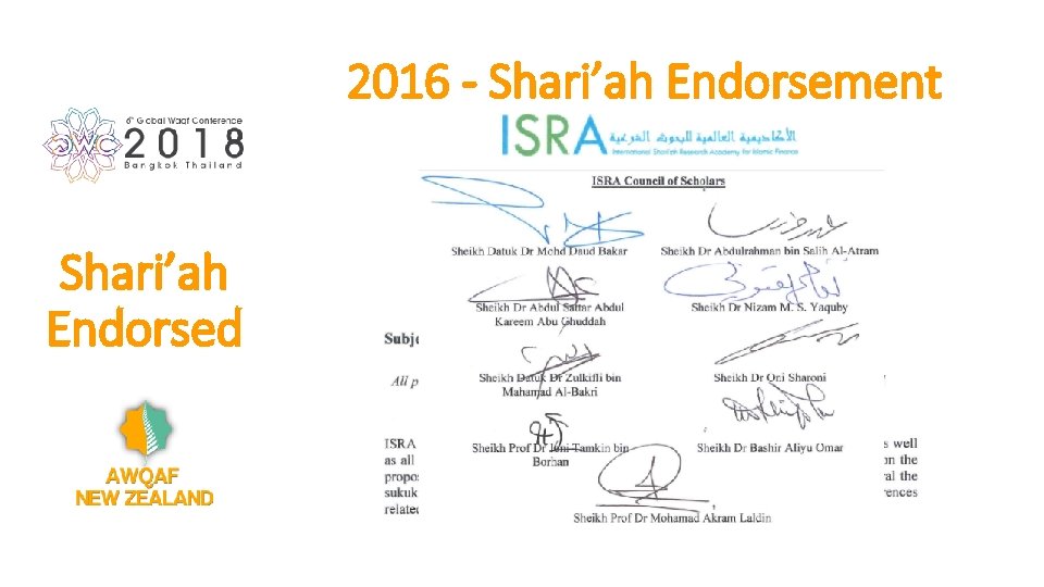 2016 - Shari’ah Endorsement Shari’ah Endorsed 