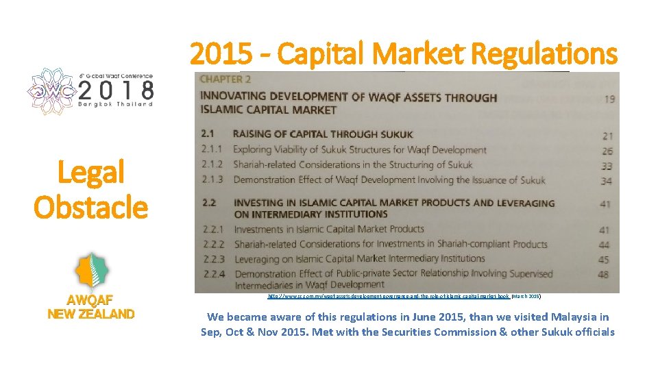 2015 - Capital Market Regulations Legal Obstacle http: //www. sc. com. my/waqf-assets-development-governance-and-the-role-of-islamic-capital-market-book (March 2015)