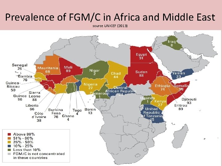 Prevalence of FGM/C in Africa and Middle East source UNICEF (2013) 
