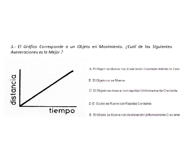 3. - El Gráfico Corresponde a un Objeto en Movimiento. ¿Cuál de las Siguientes