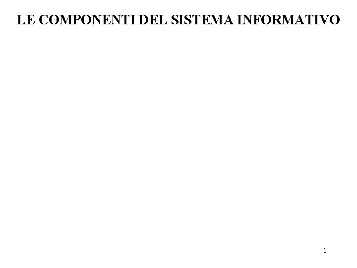 LE COMPONENTI DEL SISTEMA INFORMATIVO 1 