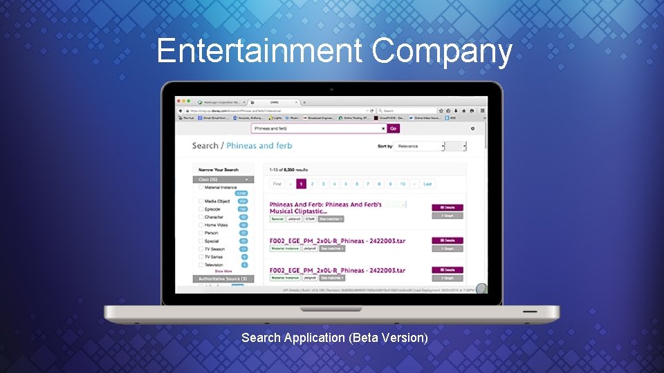 Entertainment Company Search Application (Beta Version) 