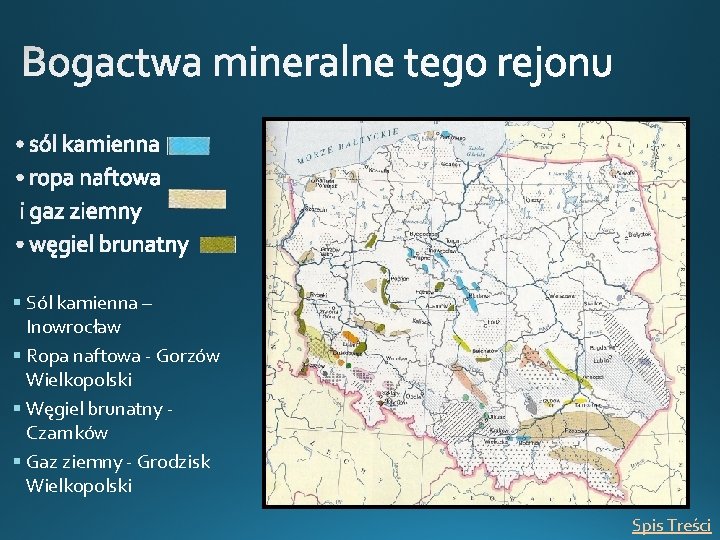 § Sól kamienna – Inowrocław § Ropa naftowa - Gorzów Wielkopolski § Węgiel brunatny