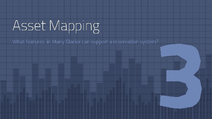 Asset Mapping What features in Many Glacier can support a reservation system? 