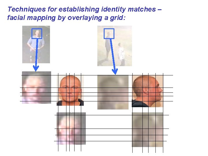 Techniques for establishing identity matches – facial mapping by overlaying a grid: 
