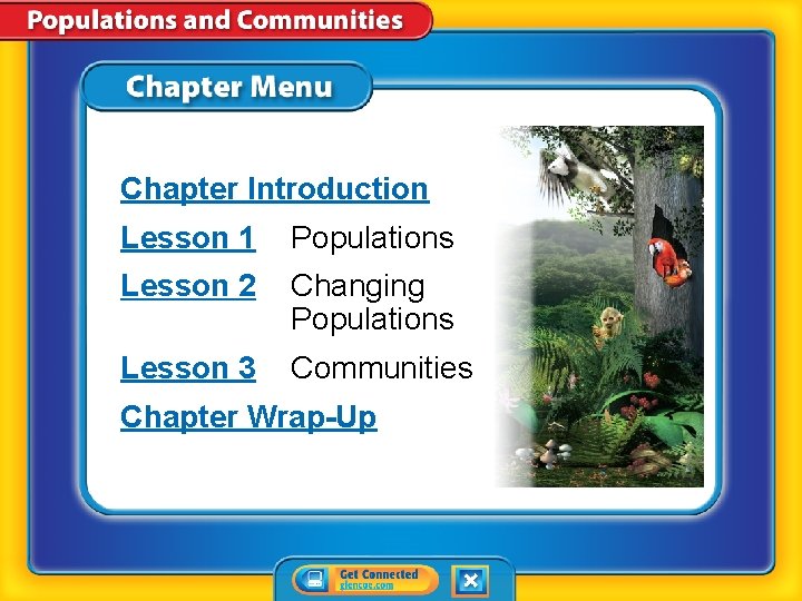 Chapter Introduction Lesson 1 Populations Lesson 2 Changing Populations Lesson 3 Communities Chapter Wrap-Up