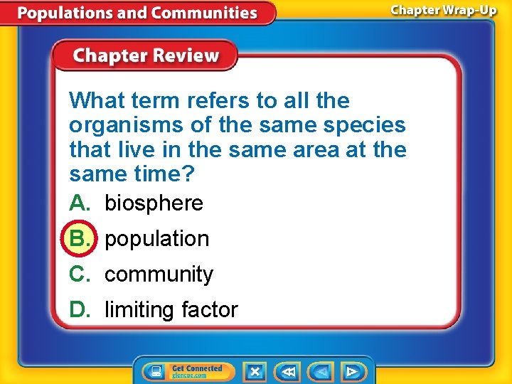 What term refers to all the organisms of the same species that live in