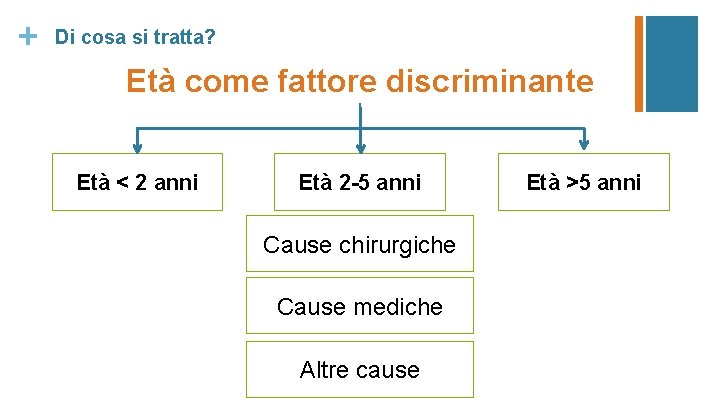 + Di cosa si tratta? Età come fattore discriminante Età < 2 anni Età