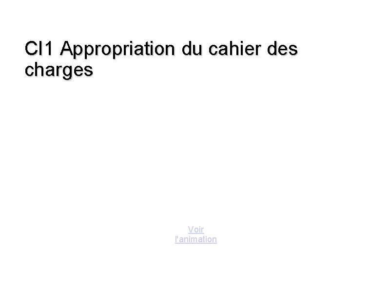 CI 1 Appropriation du cahier des charges Voir l'animation 