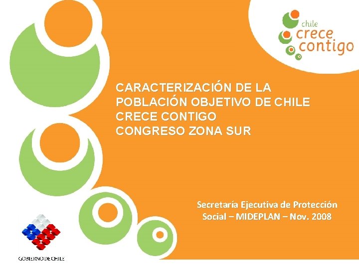 CARACTERIZACIÓN DE LA POBLACIÓN OBJETIVO DE CHILE CRECE CONTIGO CONGRESO ZONA SUR Secretaría Ejecutiva