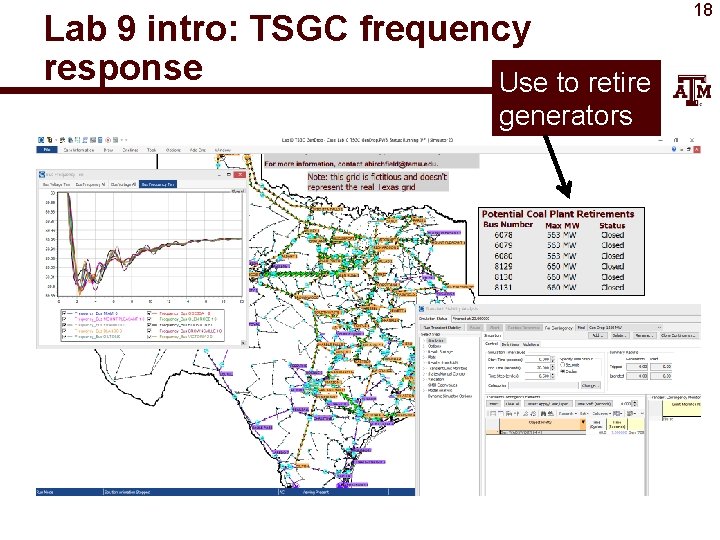 Lab 9 intro: TSGC frequency response Use to retire generators 18 