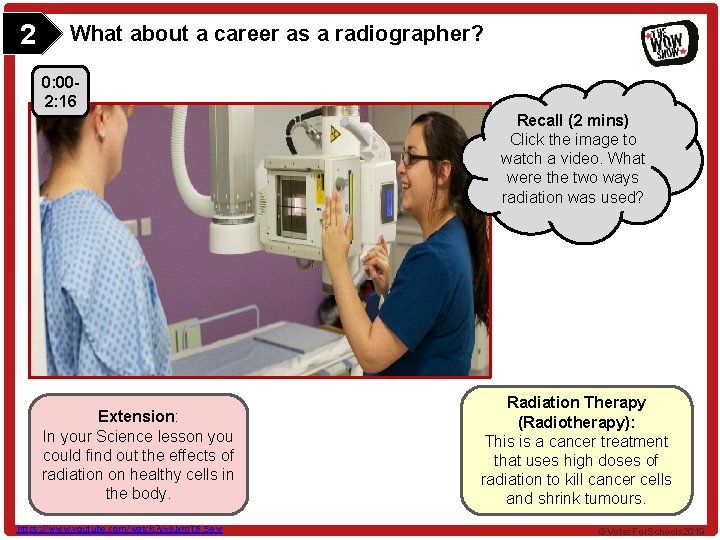 2 What about a career as a radiographer? 0: 002: 16 Recall (2 mins)