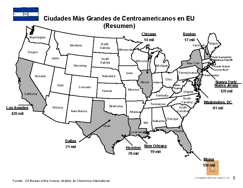 Ciudades Más Grandes de Centroamericanos en EU (Resumen) Washington Montana North Dakota Oregon Idaho