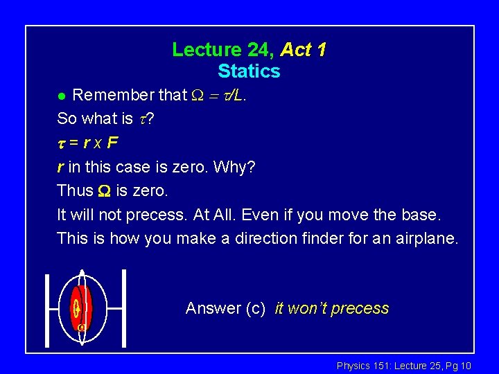 Lecture 24, Act 1 Statics Remember that = t/L. So what is t? t=rx.