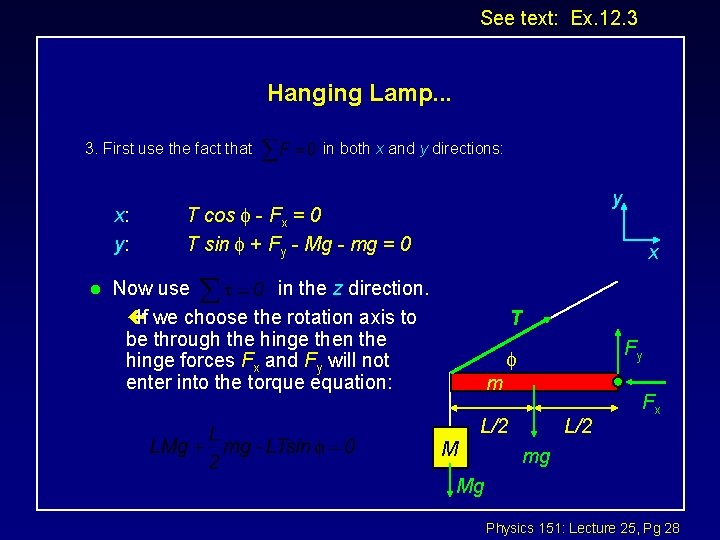 See text: Ex. 12. 3 Hanging Lamp. . . 3. First use the fact