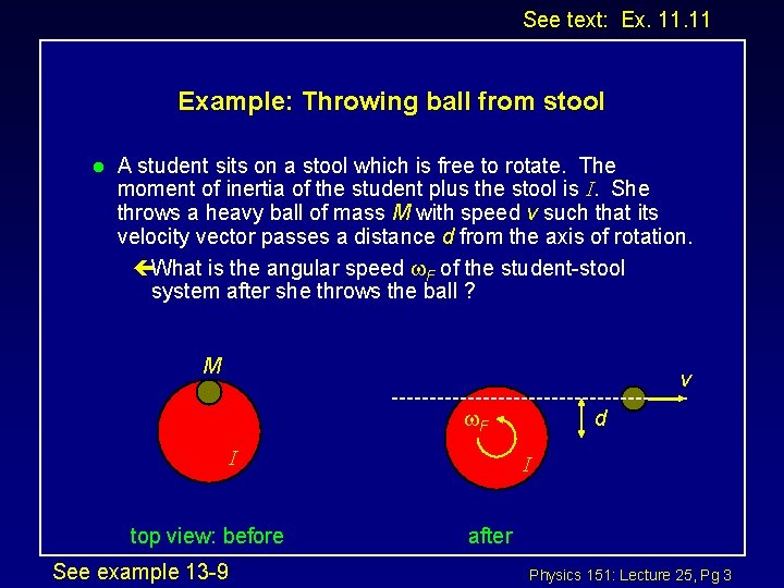 See text: Ex. 11 Example: Throwing ball from stool l A student sits on