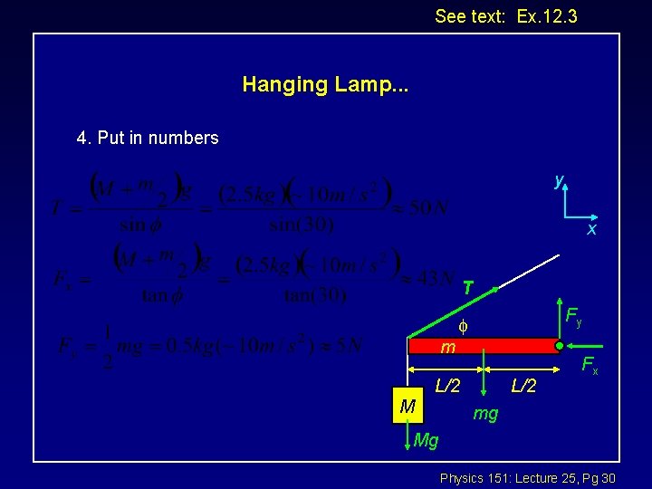 See text: Ex. 12. 3 Hanging Lamp. . . 4. Put in numbers y
