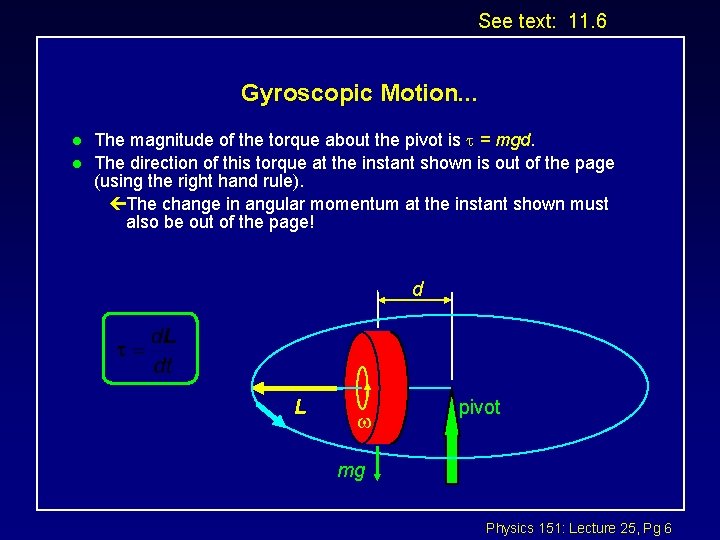 See text: 11. 6 Gyroscopic Motion. . . l l The magnitude of the