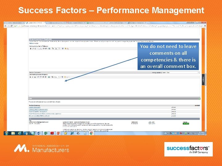 Success Factors – Performance Management You do not need to leave comments on all