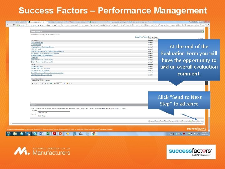 Success Factors – Performance Management At the end of the Evaluation Form you will