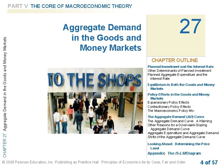 CHAPTER 27 Aggregate Demand in the Goods and Money Markets PART V THE CORE