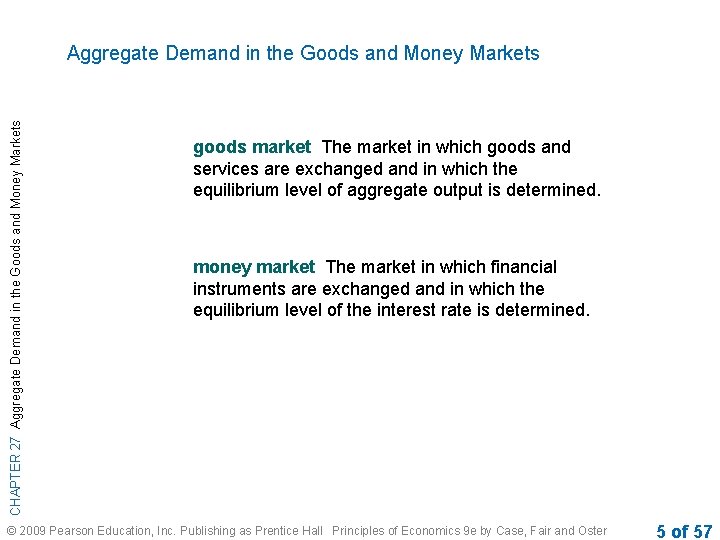 CHAPTER 27 Aggregate Demand in the Goods and Money Markets goods market The market