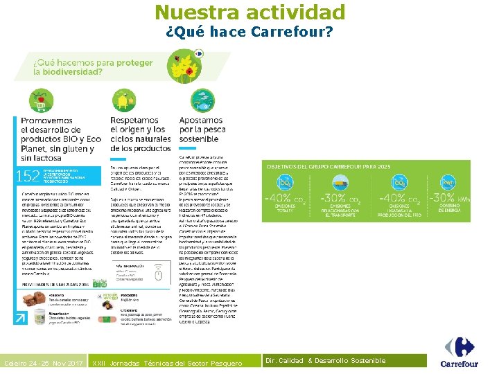 Nuestra actividad ¿Qué hace Carrefour? Celeiro 24 -25 Nov 2017 XXII Jornadas Técnicas del