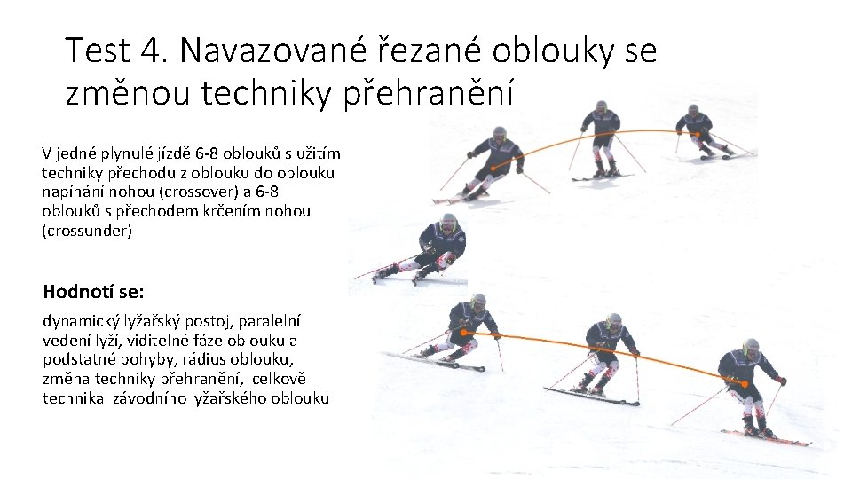 Test 4. Navazované řezané oblouky se změnou techniky přehranění V jedné plynulé jízdě 6