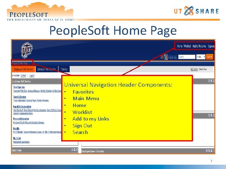 People. Soft Home Page Universal Navigation Header Components: • • Favorites Main Menu Home
