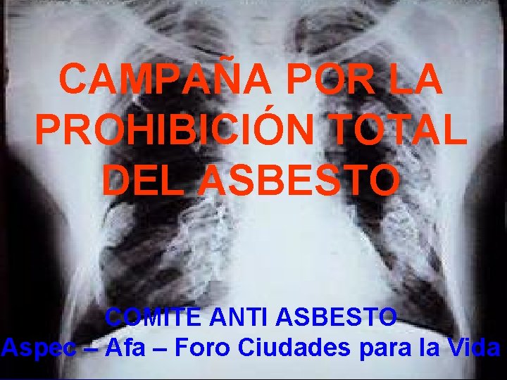 LOS PELIGROS DEL ASBESTO CAMPAÑA POR LA PROHIBICIÓN TOTAL PARA DEL ASBESTO LA SALUD