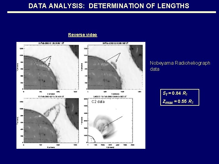 DATA ANALYSIS: DETERMINATION OF LENGTHS Reverse video Nobeyama Radioheliograph data Sf = 0. 84