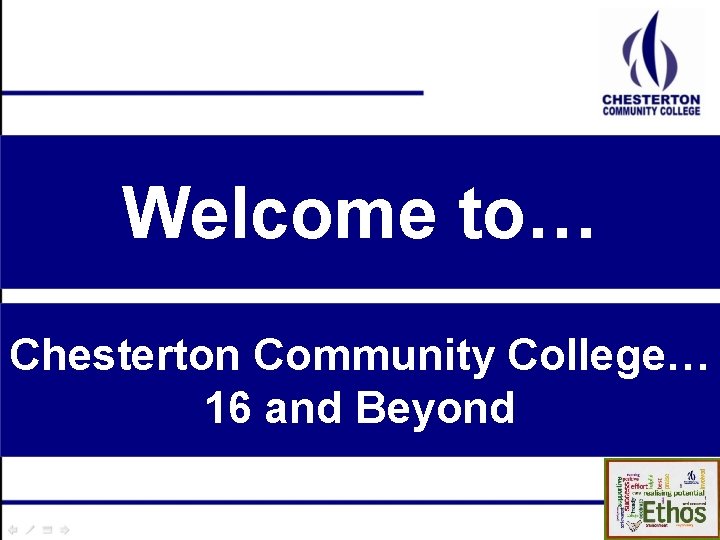 Welcome to… Chesterton Community College… 16 and Beyond 