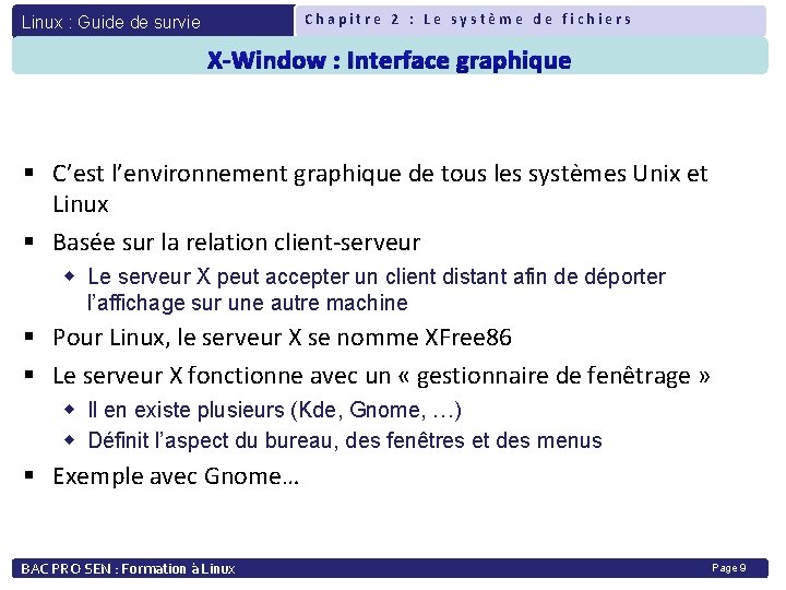 Chapitre 2 : Le système de fichiers Linux : Guide de survie X-Window :