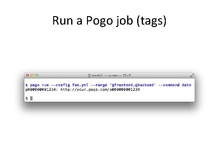 Run a Pogo job (tags) 