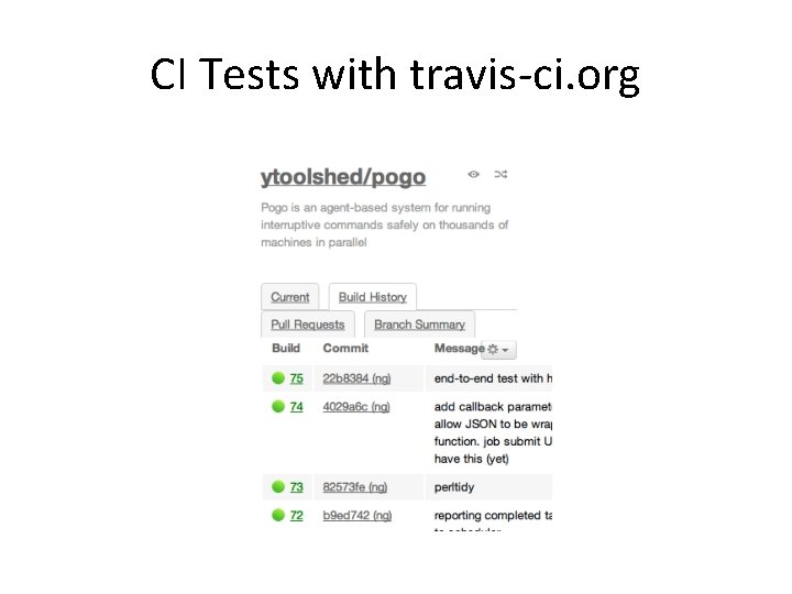 CI Tests with travis-ci. org 
