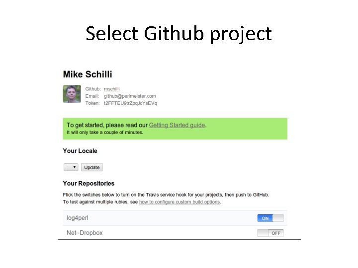 Select Github project 